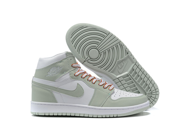 Men's Running Weapon Air Jordan 1 White/Green Shoes 036
